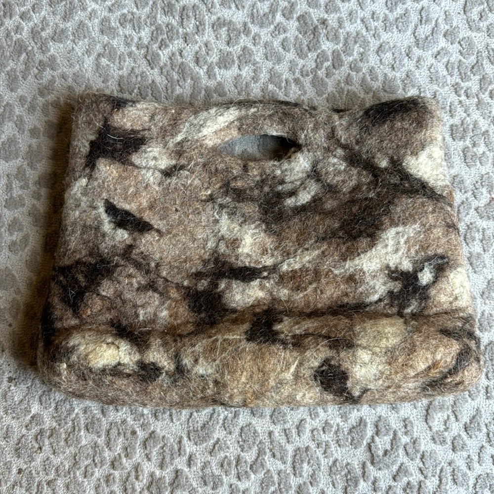Natural Colored Wool Felt Clutch Purse